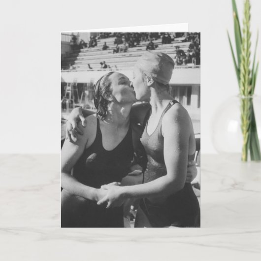 Schwimmen-Valentinstag-Karte Feiertagskarte (Vorderseite)