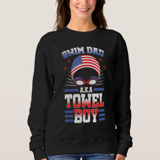 Schwimmen Vater Aka Handtuch Boy Us Flag Schwimmte Sweatshirt (Vorderseite)