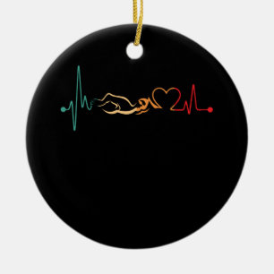 Schwimmen Vintage-Schwimmer Herzschlag Retro-Gesch Keramik Ornament