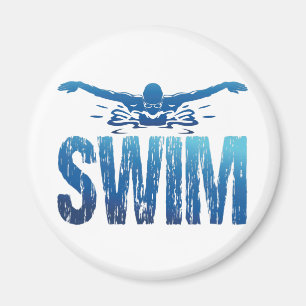 Schwimmen - Vintages Baden Magnet
