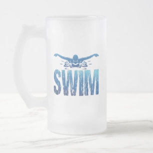 Schwimmen - Vintages Baden Mattglas Bierglas