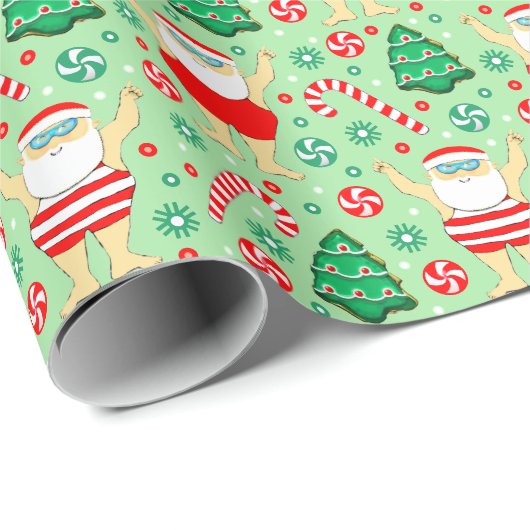 Schwimmen Weihnachten Weihnachtsgeschenk Wrapping  Geschenkpapier (Rolleneckpunkt)