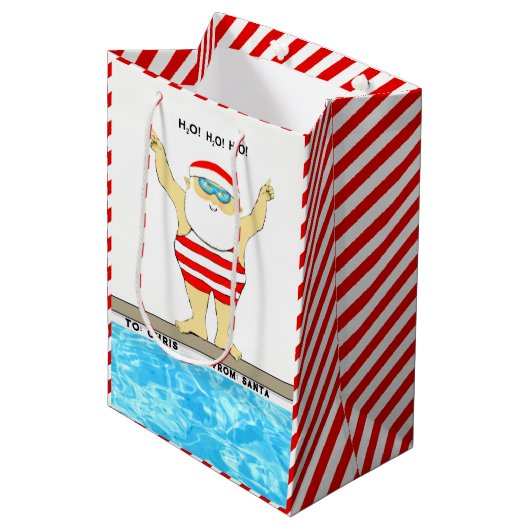 Schwimmen Weihnachts Mittlere Geschenktasche Mittlere Geschenktüte (Vorderseite Schrägansicht)