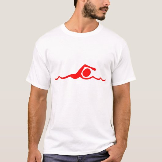 Schwimmen-Zahl - Rot T-Shirt (Vorderseite)