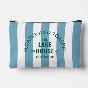 Schwimmend und röstend das Lake House Blue Stripe Zubehörtasche