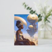 Schwimmende afrofuturistische Science Fiction Postkarte (Stehend Vorderseite)