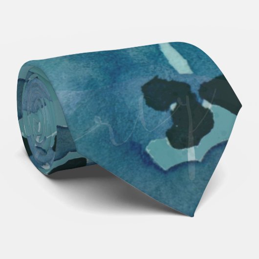 Schwimmende Aquamarine Wasserfarbe Krawatte (Gerollt)