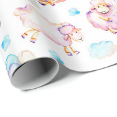 Schwimmende Balloons Lämmchen in Pastellfarben Geschenkpapier (Rolleneckpunkt)