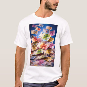 Schwimmende Euro-Banknoten – Geldregen Abstract Fi T-Shirt