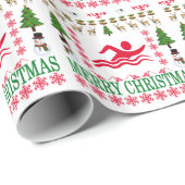 SCHWIMMENDE FROHE WEIHNACHTEN. GESCHENKPAPIER (Rolleneckpunkt)