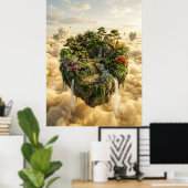 Schwimmende Garteninsel Fantasy-Kunst Poster (Heimbüro)