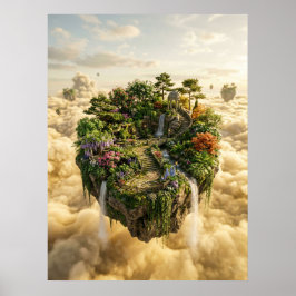 Schwimmende Garteninsel Fantasy-Kunst Poster