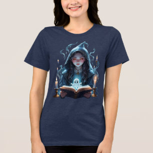 Schwimmende Kerzen, Geister und junge Hexen schnei Tri-Blend Shirt