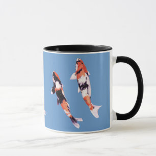 Schwimmende Koi-blaue Tasse