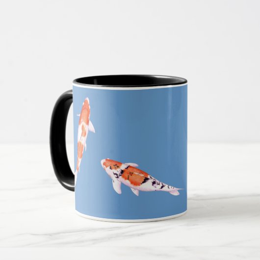 Schwimmende Koi-blaue Tasse (Vorderseite Links)