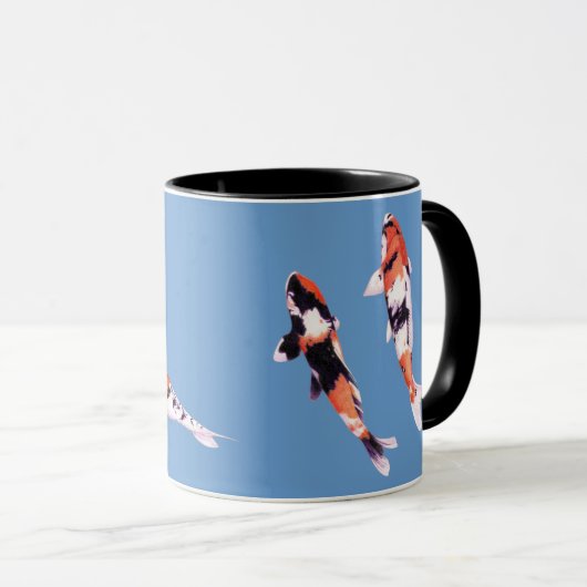 Schwimmende Koi-blaue Tasse (VorderseiteRechts)