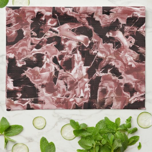 Schwimmende Kupfer- oder Felsschaufeln über dunkel Geschirrtuch (Gefaltet)