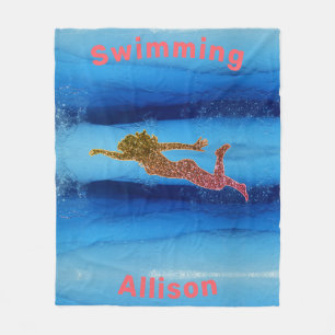 Schwimmende Mädchen unter Wasser Fleece-Decke Fleecedecke