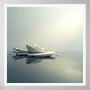 Schwimmende Petalen von Steinkonstruktionen Poster