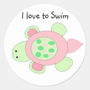 Schwimmende Schildkröte Runder Aufkleber