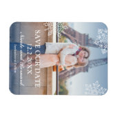 Schwimmende Schneeflocken Winter Foto Save the Dat Magnet (Horizontal)