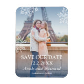 Schwimmende Schneeflocken Winter Foto Save the Dat Magnet (Vertikal)