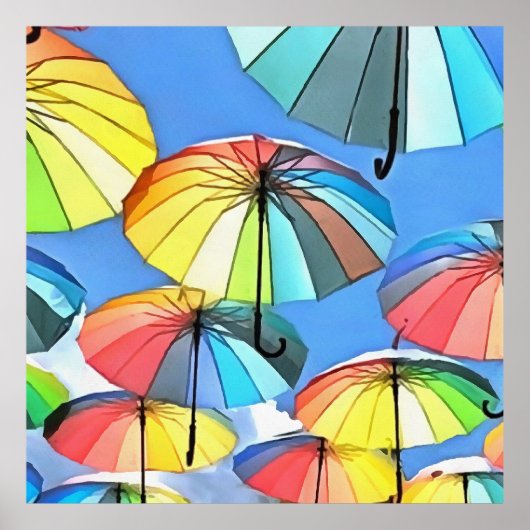 Schwimmende Sonnenschirme Art Poster (Vorne)