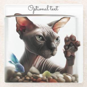 Schwimmende Sphynx-Katze Glasuntersetzer