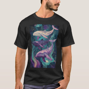 Schwimmende Wale in dem ruhigen Blau T-Shirt