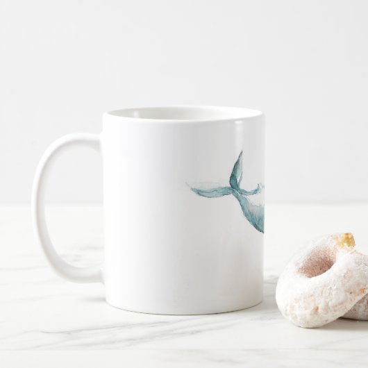 Schwimmende wegwatercolor-Wal-Tasse Kaffeetasse (Mit Donut)