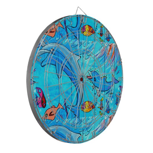 Schwimmendelphine Dartboard Dartscheibe (Vorderseite Links)