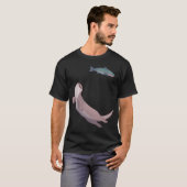 Schwimmender Flussotter und Forellendesign T-Shirt (Vorne ganz)