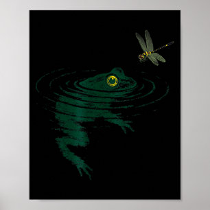 Schwimmender Frosch, Libellen Frosch, Lustige Tier Poster