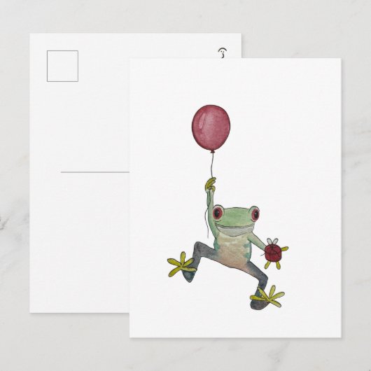 Schwimmender Frosch Postkarte (Vorne/Hinten)