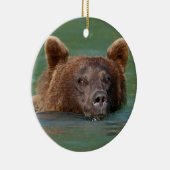 schwimmender Grizzlybär Keramikornament (Rechts)