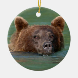 schwimmender Grizzlybär Keramikornament