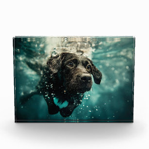 Schwimmender Labrador Welpe Unterwasser Design Fotoblock