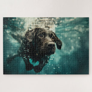 Schwimmender Labrador Welpe Unterwasser Design Puzzle