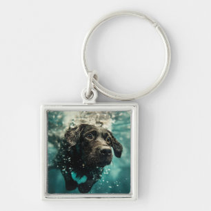 Schwimmender Labrador Welpe Unterwasser Design Schlüsselanhänger