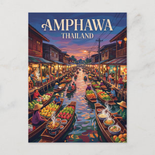 Schwimmender Markt Amphawa Thailand Postkarte