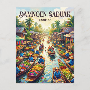 Schwimmender Markt Damnoen Saduak Thailand Postkarte
