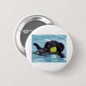 Schwimmender schwarzer Labrador Button (Vorne & Hinten)