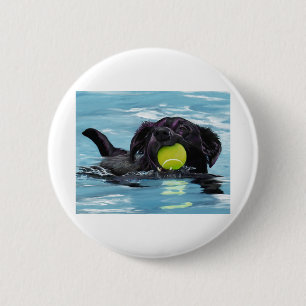 Schwimmender schwarzer Labrador Button