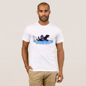 Schwimmender schwarzer Labrador-Cartoon T-Shirt (Vorne ganz)