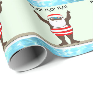 Schwimmender Weihnachtsmann Weihnachtspapier Geschenkpapier