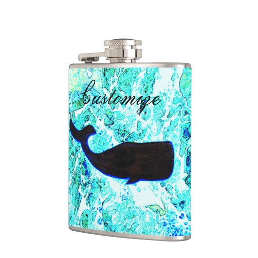 schwimmendes Blau des schwarzen Wals Flachmann (Links)