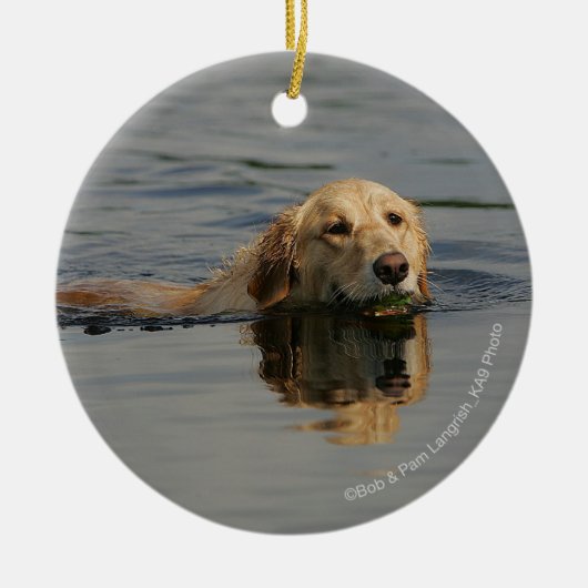 Schwimmendes golden retriever keramik ornament (Vorne)