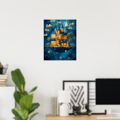 Schwimmendes Haus der Fantasy-Kunstposter Bücher Poster (Heimbüro)