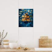 Schwimmendes Haus der Fantasy-Kunstposter Bücher Poster (Küche)