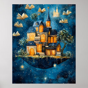 Schwimmendes Haus der Fantasy-Kunstposter Bücher Poster